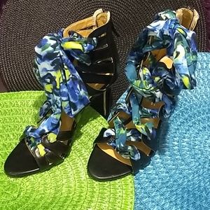 Colorful lace up heels